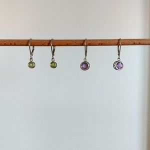 Amethyst and peridot 925 Silver earrings